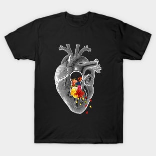 Keyhole Flower Heart Vintage Collage by Tobe Fonseca T-Shirt